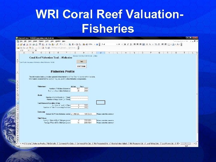 WRI Coral Reef Valuation. Fisheries 