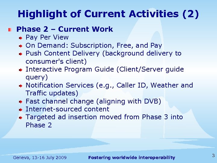 Highlight of Current Activities (2) Phase 2 – Current Work Pay Per View On