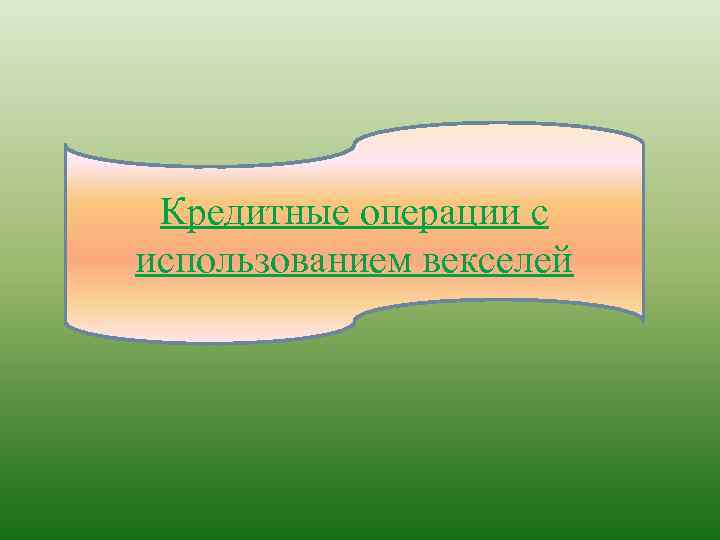 Кредитные операции с использованием векселей 