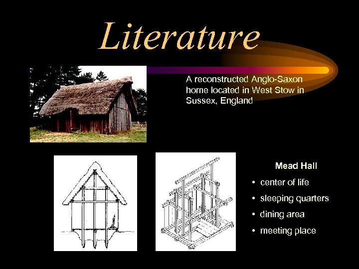 Literature A reconstructed Anglo-Saxon home located in West Stow in Sussex, England Mead Hall