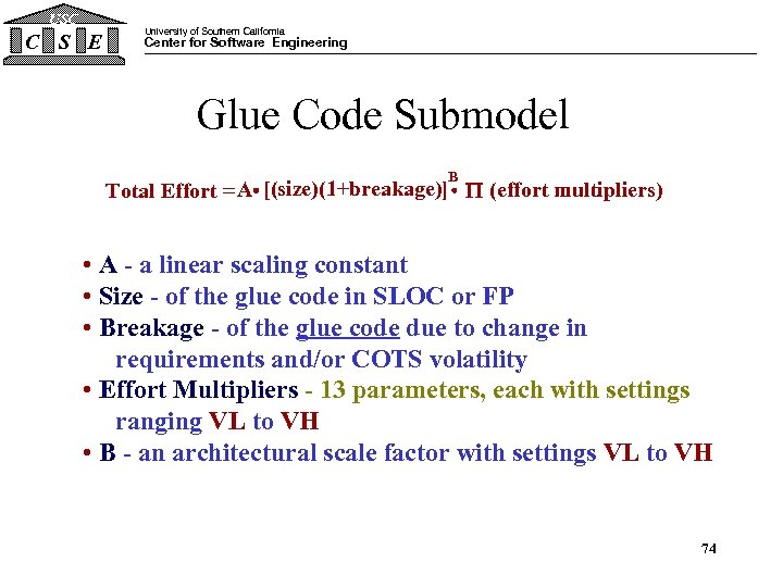 USC C S E University of Southern California Center for Software Engineering Glue Code