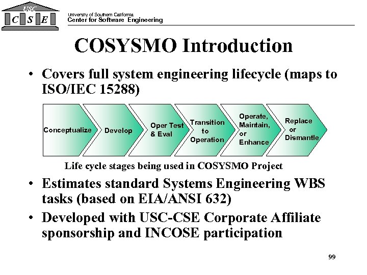 USC C S E University of Southern California Center for Software Engineering COSYSMO Introduction