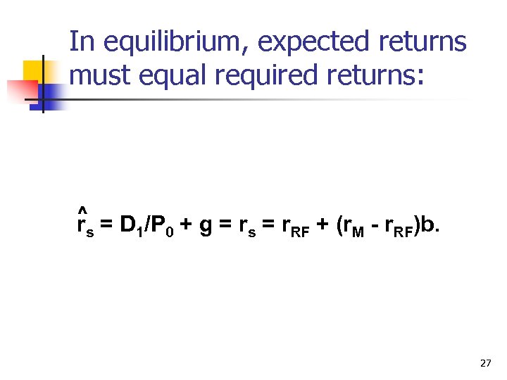 In equilibrium, expected returns must equal required returns: ^ rs = D 1/P 0