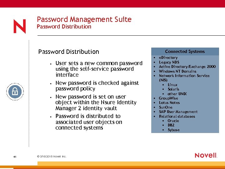 Password Management Suite Password Distribution • • 41 User sets a new common password