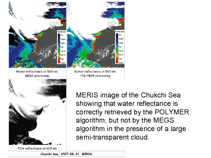 MERIS image of the Chukchi Sea showing that water reflectance is correctly retrieved by