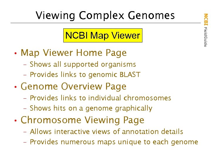 NCBI Map Viewer • Map Viewer Home Page – Shows all supported organisms –