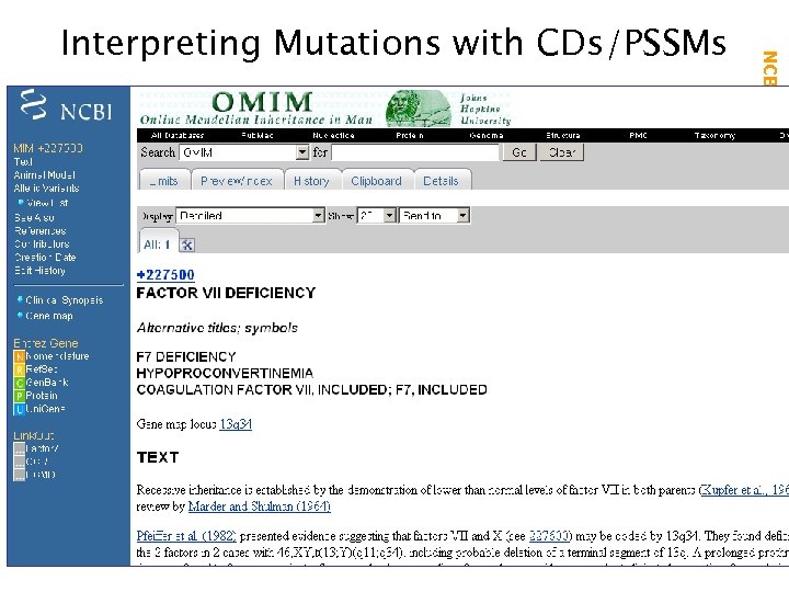 NCBI Field. Guide Interpreting Mutations with CDs/PSSMs 
