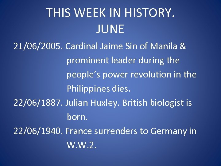 THIS WEEK IN HISTORY. JUNE 21/06/2005. Cardinal Jaime Sin of Manila & prominent leader