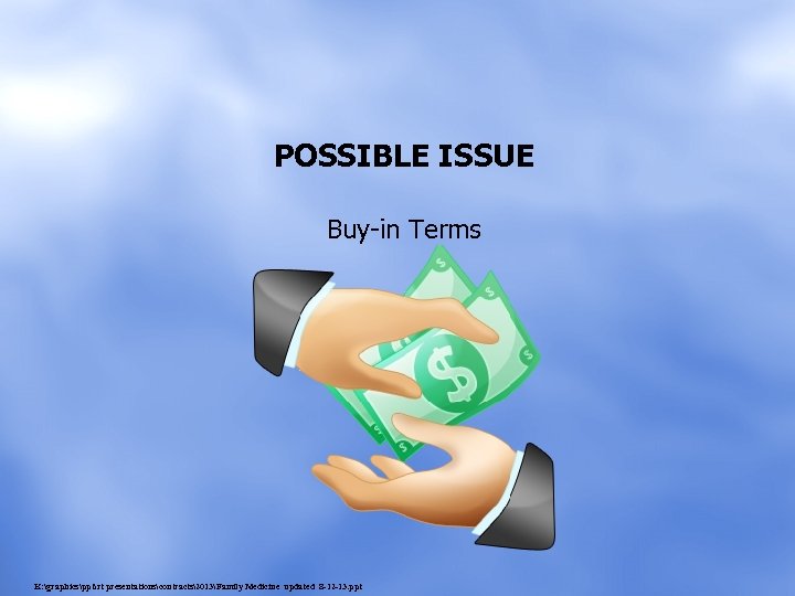 POSSIBLE ISSUE Buy-in Terms K: graphicspptrt presentationscontracts2013Family Medicine updated 8 -12 -13. ppt 
