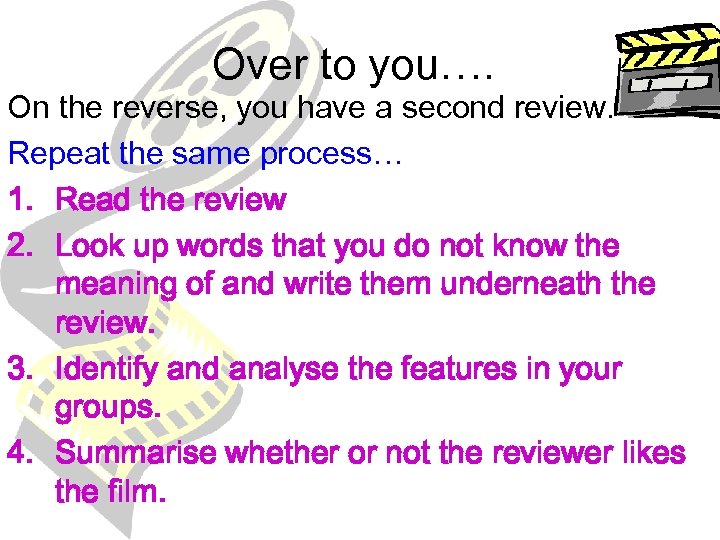 Over to you…. On the reverse, you have a second review. Repeat the same