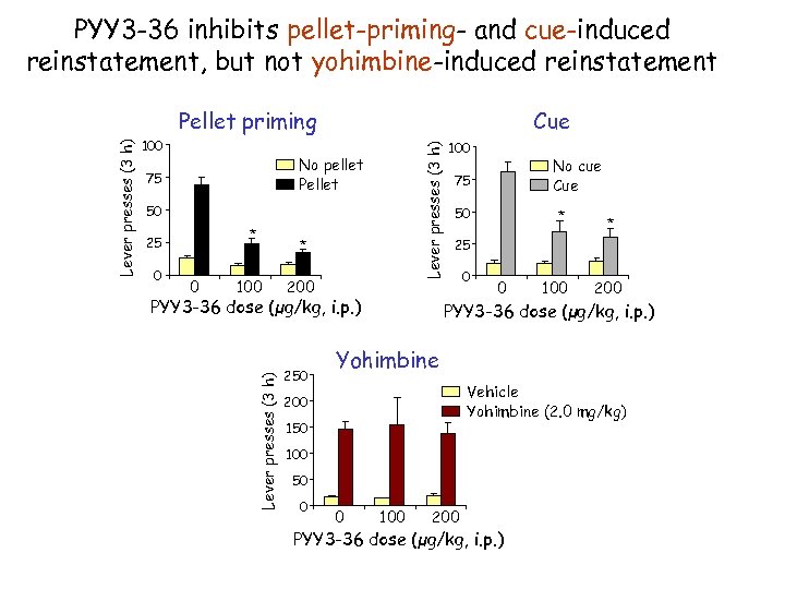 PYY 3 -36 inhibits pellet-priming- and cue-induced reinstatement, but not yohimbine-induced reinstatement Cue Lever