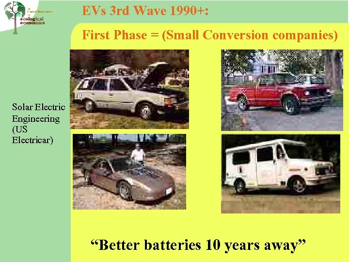 EVs 3 rd Wave 1990+: First Phase = (Small Conversion companies) Solar Electric Engineering