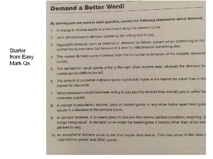 Starter from Easy Mark Qs 