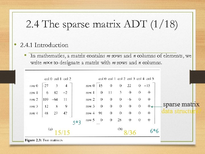 2. 4 The sparse matrix ADT (1/18) • 2. 4. 1 Introduction • In