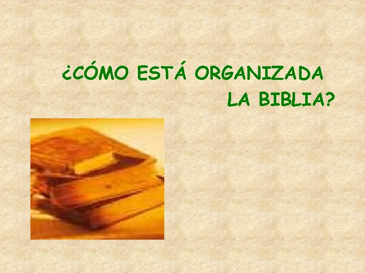 ¿CÓMO ESTÁ ORGANIZADA LA BIBLIA? 