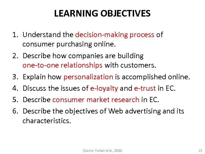 LEARNING OBJECTIVES 1. Understand the decision-making process of consumer purchasing online. 2. Describe how