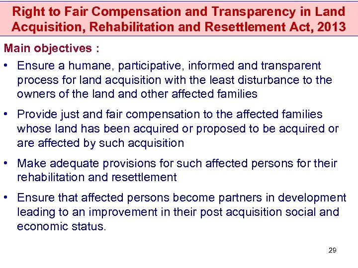 Right to Fair Compensation and Transparency in Land Acquisition, Rehabilitation and Resettlement Act, 2013