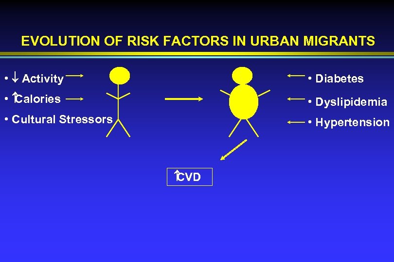 EVOLUTION OF RISK FACTORS IN URBAN MIGRANTS • ¯ Activity • Diabetes • Calories