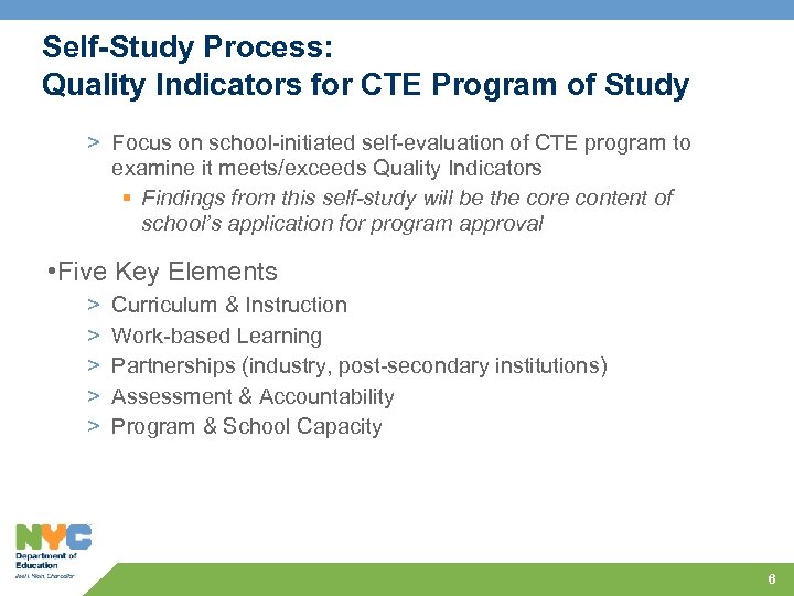 Self-Study Process: Quality Indicators for CTE Program of Study > Focus on school-initiated self-evaluation