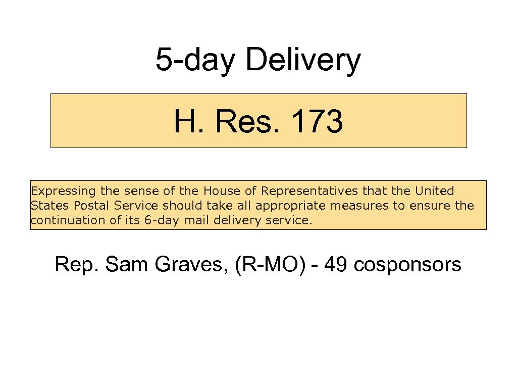 5 -day Delivery H. Res. 173 Expressing the sense of the House of Representatives
