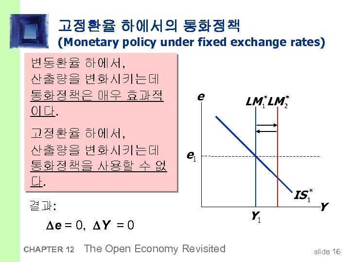 고정환율 하에서의 통화정책 (Monetary policy under fixed exchange rates) 변동환율 하에서, An increase in