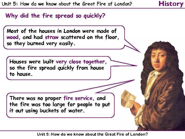 Unit 5: How do we know about the Great Fire of London? Why did