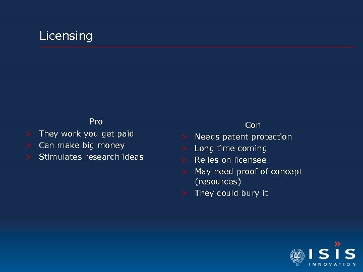 Licensing Pro > They work you get paid > Can make big money >