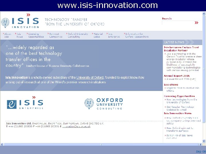 www. isis-innovation. com Sep 08 