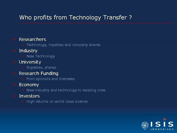 Who profits from Technology Transfer ? > Researchers > Technology, royalties and company shares