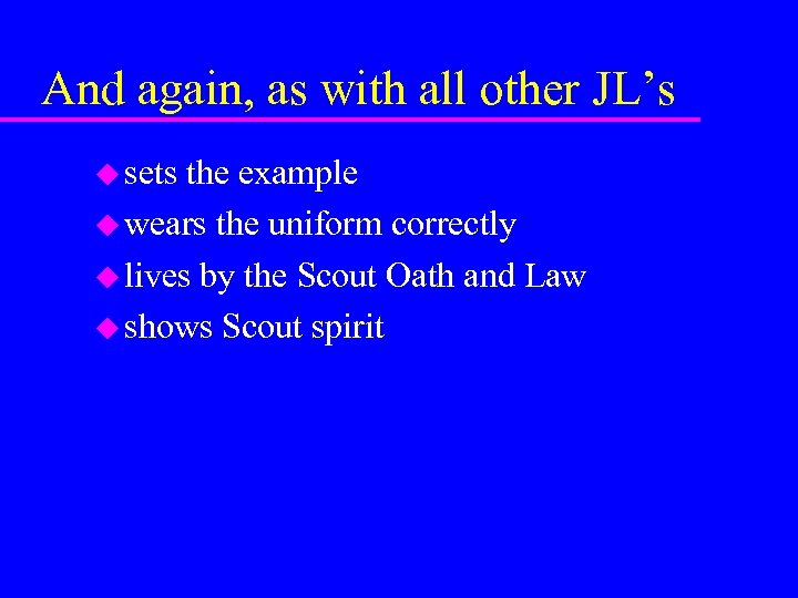 And again, as with all other JL’s u sets the example u wears the