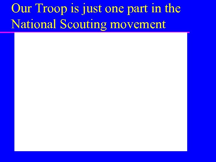 Our Troop is just one part in the National Scouting movement 