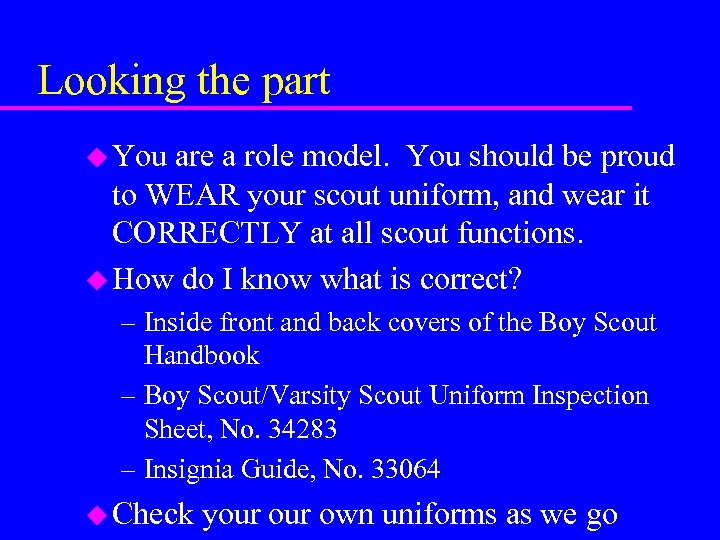 Looking the part u You are a role model. You should be proud to