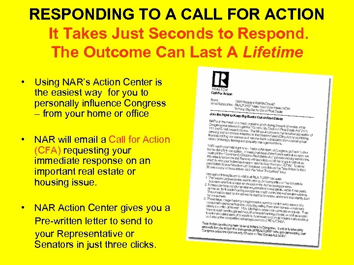 RESPONDING TO A CALL FOR ACTION It Takes Just Seconds to Respond. The Outcome