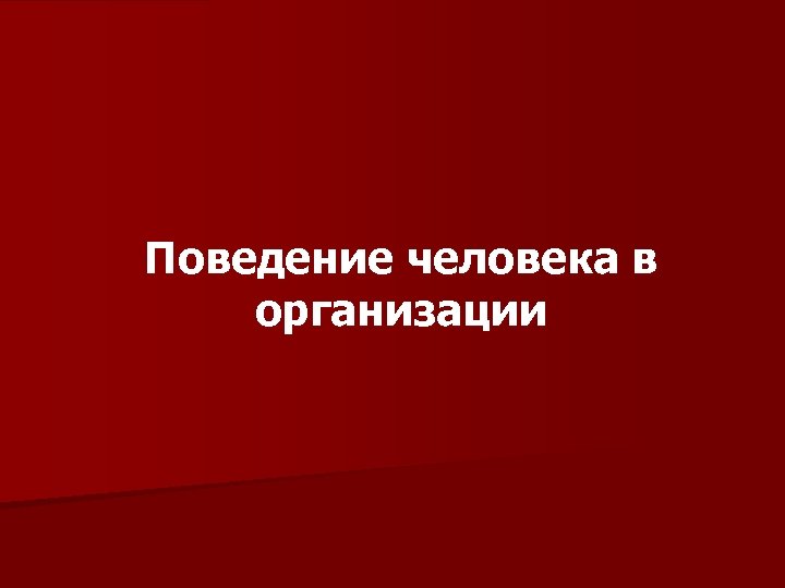 Поведение человека в организации 
