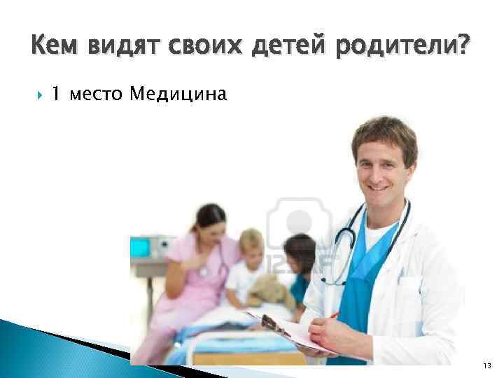 Кем видят своих детей родители? 1 место Медицина 13 