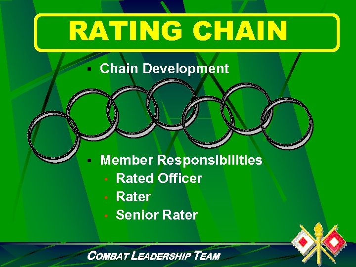 RATING CHAIN § Chain Development § Member Responsibilities • • • Rated Officer Rater