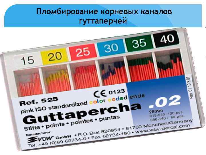Пломбирование корневых каналов гуттаперчей 