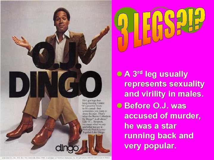l A 3 rd leg usually represents sexuality and virility in males. l Before