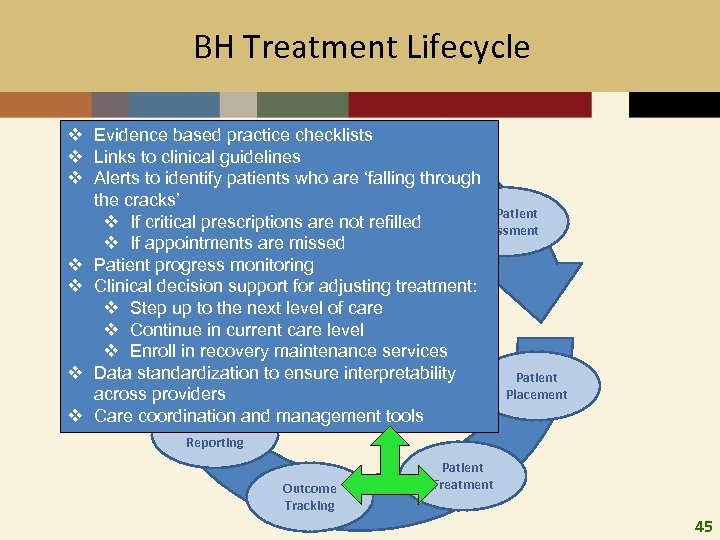 BH Treatment Lifecycle v Evidence based practice checklists Brief v Links to clinical guidelines