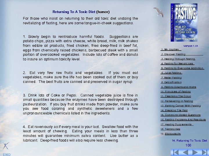 Returning To A Toxic Diet (humor) For those who insist on returning to their