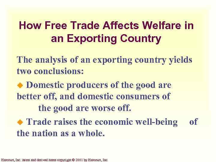 How Free Trade Affects Welfare in an Exporting Country The analysis of an exporting