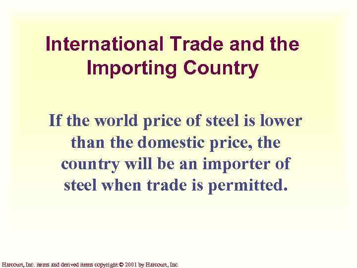 International Trade and the Importing Country If the world price of steel is lower