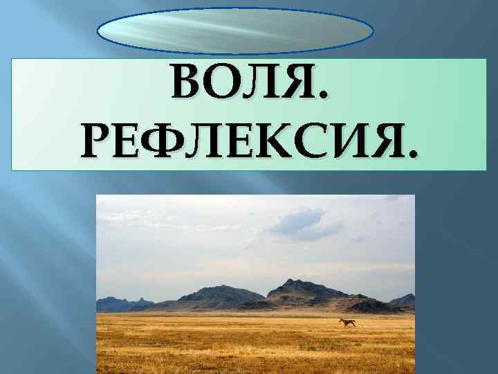 ВОЛЯ. РЕФЛЕКСИЯ. 