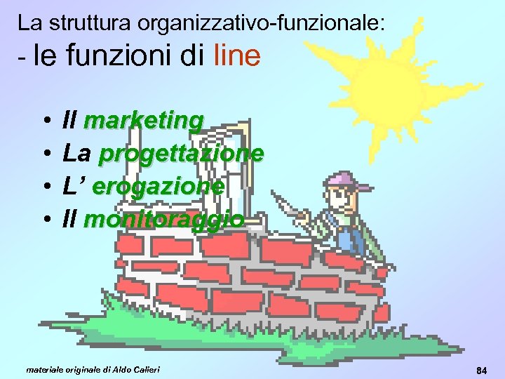 La struttura organizzativo-funzionale: - le funzioni di line • • Il marketing La progettazione