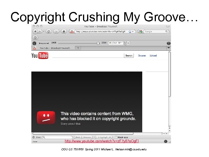 Copyright Crushing My Groove… http: //www. youtube. com/watch? v=z. F 7 y 67 o.