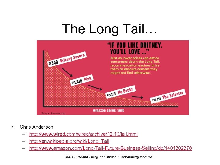 The Long Tail… • Chris Anderson – http: //www. wired. com/wired/archive/12. 10/tail. html –