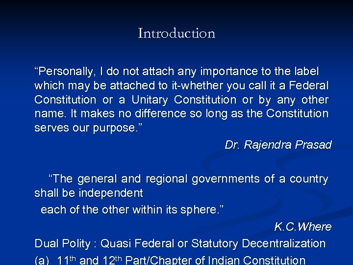 Introduction “Personally, I do not attach any importance to the label which may be