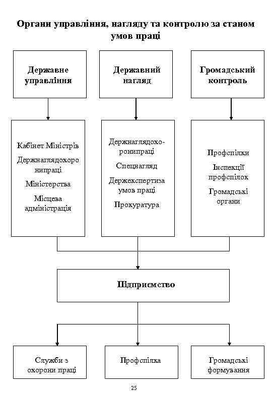 Органи управління, нагляду та контролю за станом умов праці Державне управління Державний нагляд Громадський