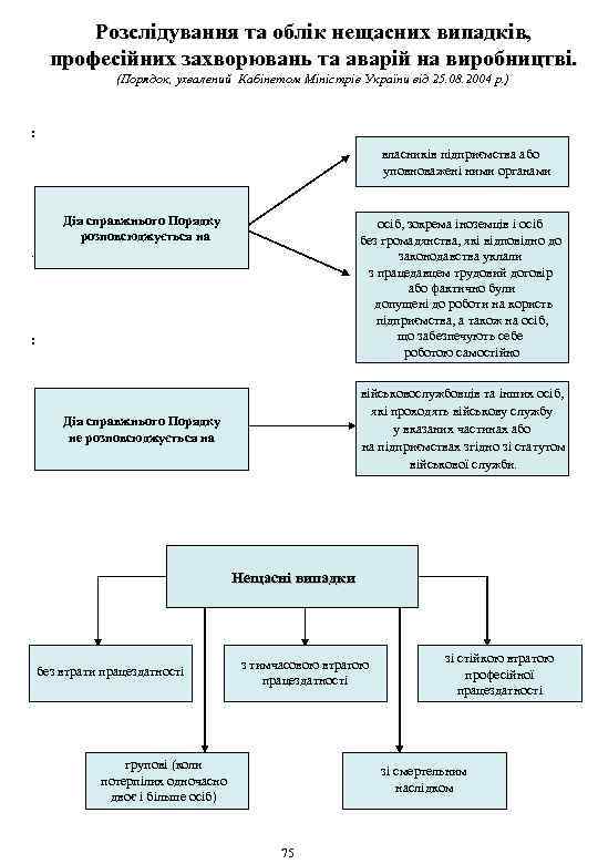 Розслідування та облік нещасних випадків, професійних захворювань та аварій на виробництві. (Порядок, ухвалений Кабінетом