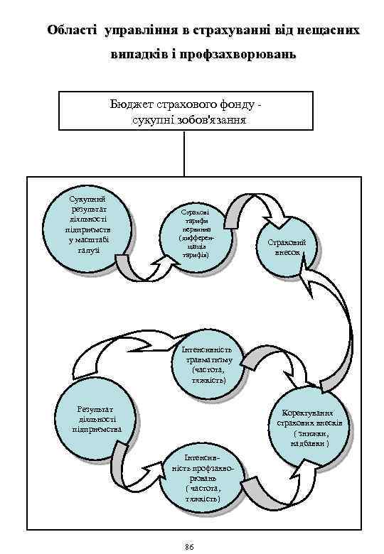 Області управління в страхуванні від нещасних випадків і профзахворювань Бюджет страхового фонду сукупні зобов'язання